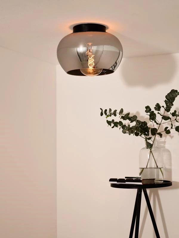 Lucide JUDI - Flush ceiling light - Ø 30,5 cm - 1xE27 - Smoke Grey - ambiance 1